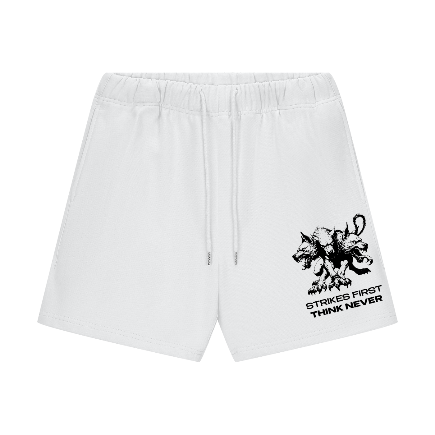Strike First Think Never Shorts ( White )