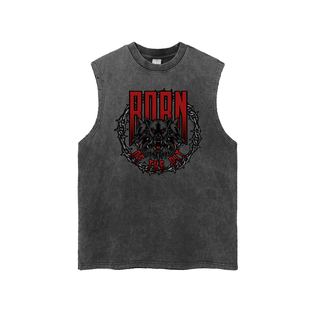 Snow Washed Frayed Hem Tank Top